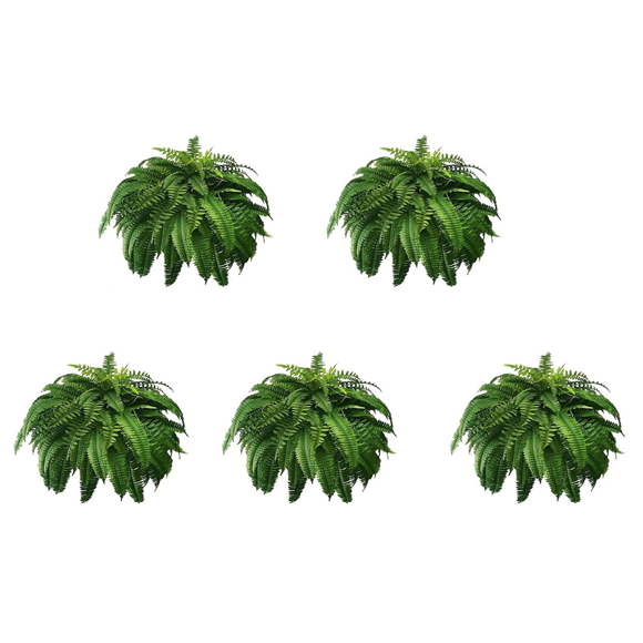 5X UV Lifelike Artificial Boston Fern, Artificial Ferns for Outdoors, Faux Ferns Fake Ferns Artificial Plants,5 x Lifelike Artificial Boston Fern,Green