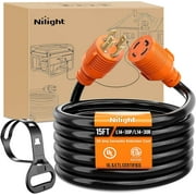 Nilight 30 Amp 15FT Generator Extension Cord 125/250V 7500 Watt Heavy Duty 10 Gauge Pure Copper STW Wire ETL Listed 4 Prong L14-30P L14-30R Cable for Generator RV Camper Outdoor Use