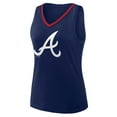 thumbnail image 2 of Women's Logo Athletic Navy Atlanta Braves Stellar Win V-Neck Tank Top, 2 of 3
