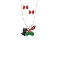 thumbnail image 2 of Delight Jewelry Resin Black Kitty Cat with Witch Hat Christmas Kiss Charm Necklace and Stud Earrings, 2 of 4