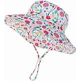 thumbnail image 3 of Baby Sun Hat UPF 50+ Wide Brim Bucket Hat - Adjustable Infant Toddler Sun Protection for Beach & Outdoor (Flower Printed,6-24 Months), 3 of 5