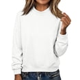 thumbnail image 2 of Women's Crew Neck Long Sleeve Sweatshirt, Casual Solid Color Loose Pullover Top, Soft Relaxed Fit Basic Sweater for Daily Wear 19-White XL, 2 of 5