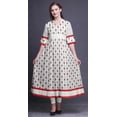 thumbnail image 2 of Bimba White Leaves & Floral Block PrintÂ&nbsp;Anarkali FlaredÂ&nbsp;KurtiÂ&nbsp;Classic Blouse Ethnic Dress For Ladies X-Large, 2 of 6