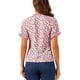 thumbnail image 3 of BLUSA FLORAL CON VOLANTES DE INSPIRE CHIC para Mujeres, Manga Corta, Cuello con Volantes, Blusas Casuales S Rosa Fucsia, 3 of 5