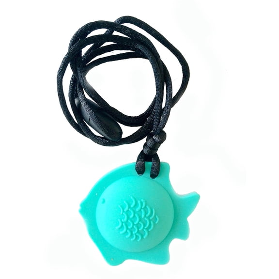Chubuddy Fish Chewy Pendant With Breakaway Clasp Necklace- Aqua Color