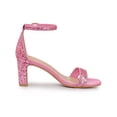 thumbnail image 3 of BLISSFUL STEP Women's Shoes Glitter Ankle Strap Block Heel Prom Sandals Pink 7.5, 3 of 7