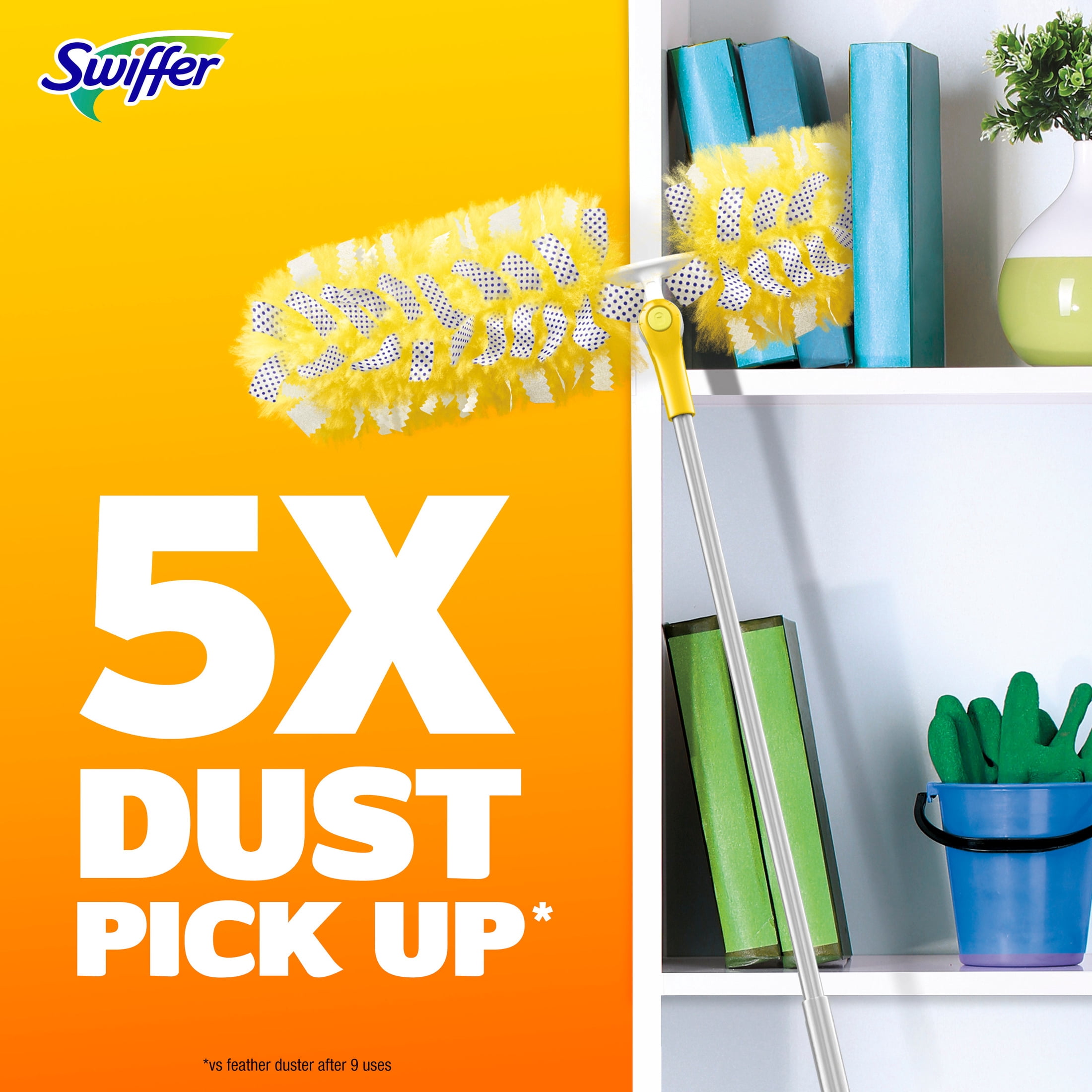 Swiffer Duster Kit with 6 ft Super Extendable Handle, Heavy Duty Starter Kit with 4 Refills