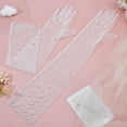 thumbnail image 4 of 1 Pair Pearl Wedding Tulle Bridal Gloves Long Gloves with Imitation Pearl Bridal Mesh Sleeves Dance Lace for DIY White, 4 of 9