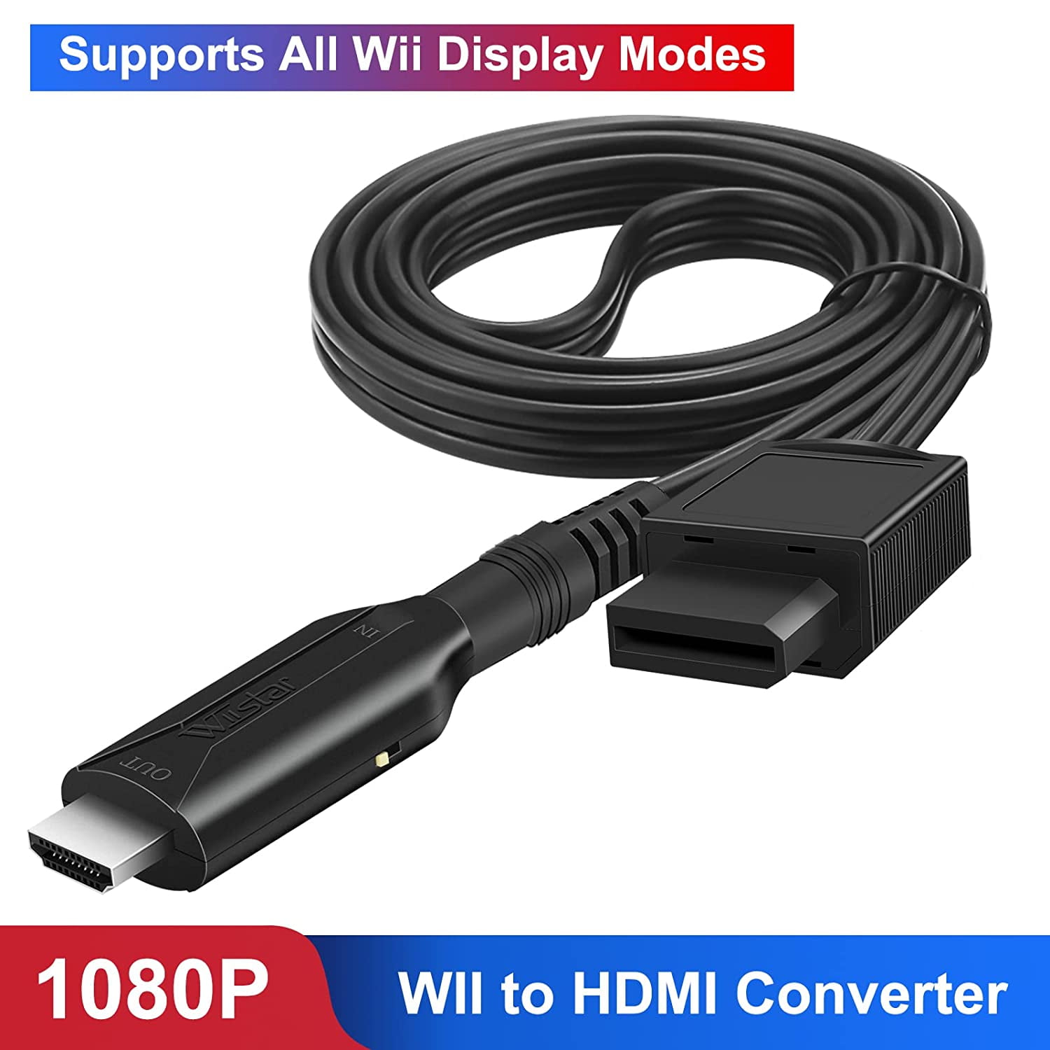 Wii HDMI Adapter, Wii to HDMI Converter with HDMI Cable（Black）