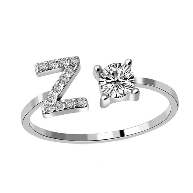 Qarigey Anillo abierto con letra mayúscula, anillos de compromiso portátiles con estilo, joyería de viaje para interiores y exteriores, Type3 NO3