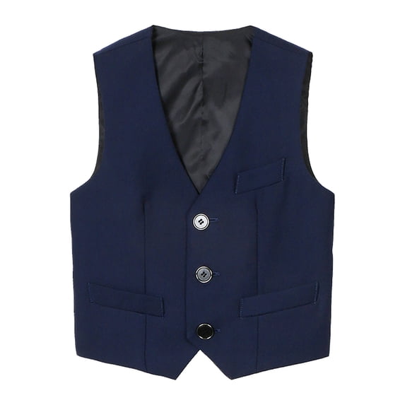Classic Boys Formal Suit Vest with Four Button Front for Occasions and School Events