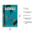 thumbnail image 2 of Jet Clippers to Hawaii - Hawaiian Surfers Linking Hands - Vintage Airline Travel Poster by Aaron Fine c.1959 - 8 x 12 inch Vintage Wood Art Sign, 2 of 4