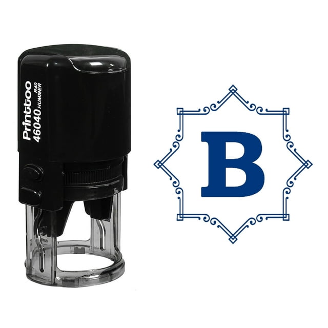 Printtoo R-40 Octagon Celtic Swirl Frame Alphabet B Monogram Self Inking Rubber Stamp Office Stationary