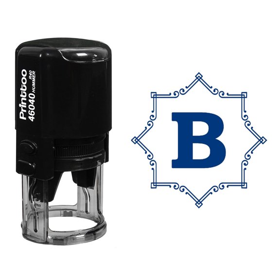 Printtoo R-40 Octagon Celtic Swirl Frame Alphabet B Monogram Self Inking Rubber Stamp Office Stationary