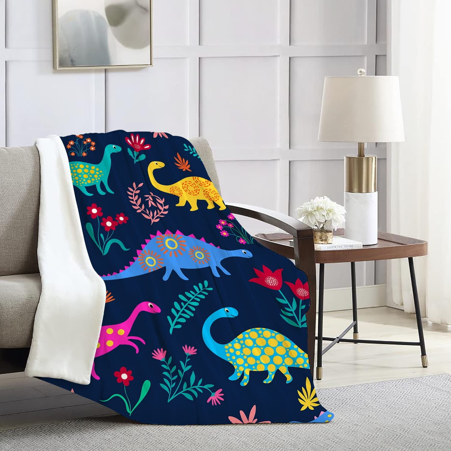 Dinosaur Blanket for Girls Boys Cute Kids Throw Blankets, Soft Plush Fleece Flannel Dino Blanket for Couch Bed Sofa Boy''s Room Decor 50x40 Inch