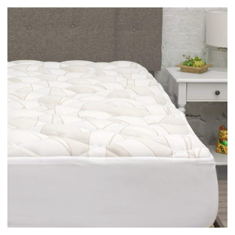 RPQZ Copper Infused Mattress Pad Fitted Skirt with Extra Plush and Thick Copper Mattress Pad Topper Cooling Effect Pillow Top Mattress Cover