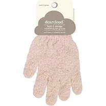 dearcloud Bath & Shower Exfoliating Spa Gloves – Reusable Exfoliating Body Scrubber & Exfoliating Glove Set for Smooth Skin (Pink & Taupe)