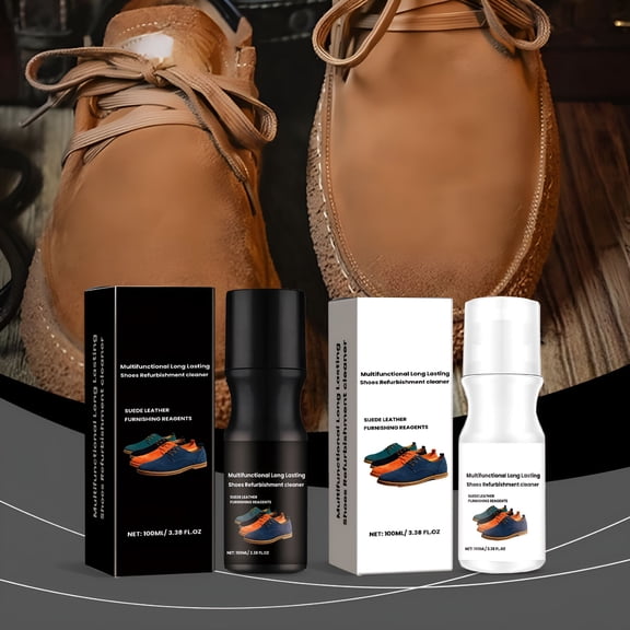 RAGUPEL Portable Multi-Purpose Shoe Cleaner for Suede & Synthetic Leather: Professional-Grade Stain Removal & Restoration Spray with Sponge Applicator,Travel-Friendly 100ml Shoe Care Solution
