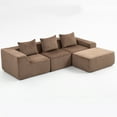 thumbnail image 5 of LiviNest Modular Sectional Sofa with Ottoman: Modern Corduroy Fabric All-Compressed Design - Reversible Layouts for Creative Studio Spaces & Small Apartments - Two Size Options 80.3" & 111.4" Brown U, 5 of 6