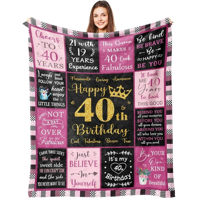 LHSHID 40th Birthday Gifts Women 40 Year Old Birthday Gifts for Women 40th Birthday Gift Ideas 40th Birthday Gifts Women Unique Gifts for 40th Birthday Woman 40th Birthday Blanket 30"x40"