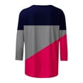 thumbnail image 4 of ATOYSOY Women's 3/4 Sleeve Tees Fall Winter Loose Tops Crew Neck Sweatshirts Outwear Retro Casual Shirts Color Block Pullover Workout Fashion Red S, 4 of 5