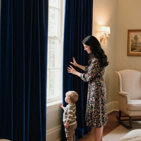 SMILETIME Velvet Curtains with Grommet, Thermal Insulated Super Soft Privacy Noise Reducing Light-Filtering Velvet Curtains for Living Room Bedroom, 2 Panels