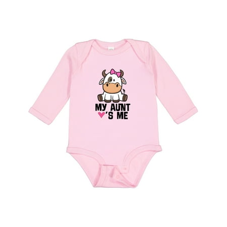 

Inktastic My Aunt Loves Me Girl Cow Gift Baby Girl Long Sleeve Bodysuit