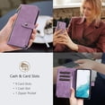 thumbnail image 6 of Wallet Case for Samsung Galaxy S24 5G, 9 Card Slots Retro Leather Wallet Shockproof Flip Cover with Hand Strap Card Slots Zipper Pocket Kickstand Handbag Magnetic Closure - Retro Purple, 6 of 16