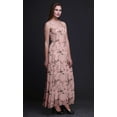 thumbnail image 2 of Bimba Robe à Bretelles Smockée en Georgette Imprimée Feuilles Sèches et Chardonneret Doré Américain pour Femmes - Petit Rose, 2 of 7