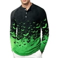thumbnail image 2 of Dwelliawo Men's Halloween Shirts Spider Pumpkin Print Long Sleeve Scary Costumes Bone Graphic Breathable Henley Funny Shirt Black 2xL, 2 of 4