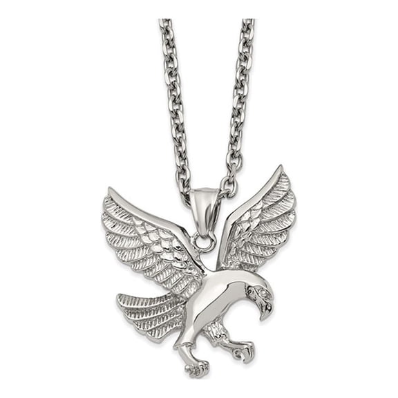Gem & Harmony Stainless Steel Eagle Charm with 24 inch Chain for Men