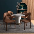 thumbnail image 3 of LeisureMod Modern Dining Chair in Upholstered Faux Leather with Steel Frame and Legs, Solace Series Kitchen Accent Chair for Dining Room and Kitchen Set of 2 in Brown, 3 of 8