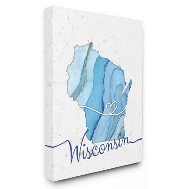 Stupell Industries Wisconsin Agate Blue US State Design Canvas Wall Art by Ziwei Li