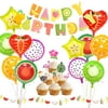 Kreatwow Tutti Frutti Party Decorations Fruit Happy Birthday Banner Fruit Balloons Cupcake Toppers for Birthday Luau Fruit Themed Party