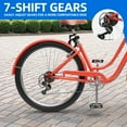 thumbnail image 4 of Dextrus 24 Inch Beach Cruiser Bike - 7 Speed Commute Bicycle for Adults, Steel Frame Step-Through Design with Full Front & Rear Fenders, Orange, 4 of 9