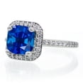 thumbnail image 2 of 1.5 Carat Princess Cut Sapphire Classic Halo Engagement Ring on 10k White Gold, 2 of 2