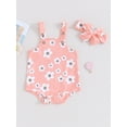 thumbnail image 2 of Arvbitana Infant Baby Girls Cute Tank Tops Romper Floral Print Sleeveless Square Neck Adjustable Strap Bodysuit with Headband 3M 6M 12M 18M Newborn Summer Clothes, 2 of 9