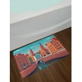 thumbnail image 2 of Amsterdam Bath Mat, Small Town of Vintage Houses, Plush Bathroom Decor Mat with Non Slip Backing, 29.5" X 17.5", Burnt Sienna Turquoise, by Ambesonne, 2 of 2