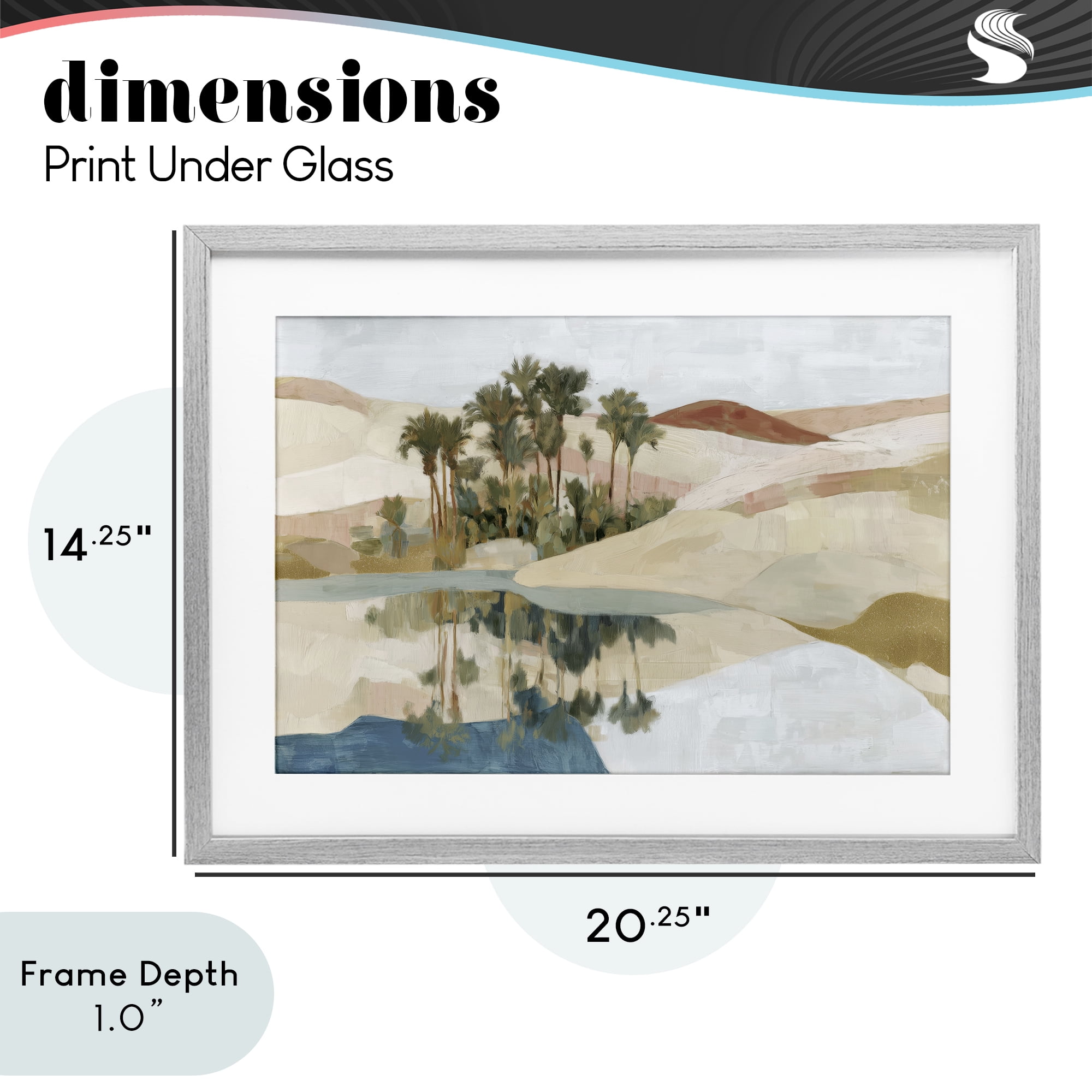 Stupell Industries Desert Oasis with Palm Reflection Gray Framed Print Under Glass, design by Chromatic Storm Studio