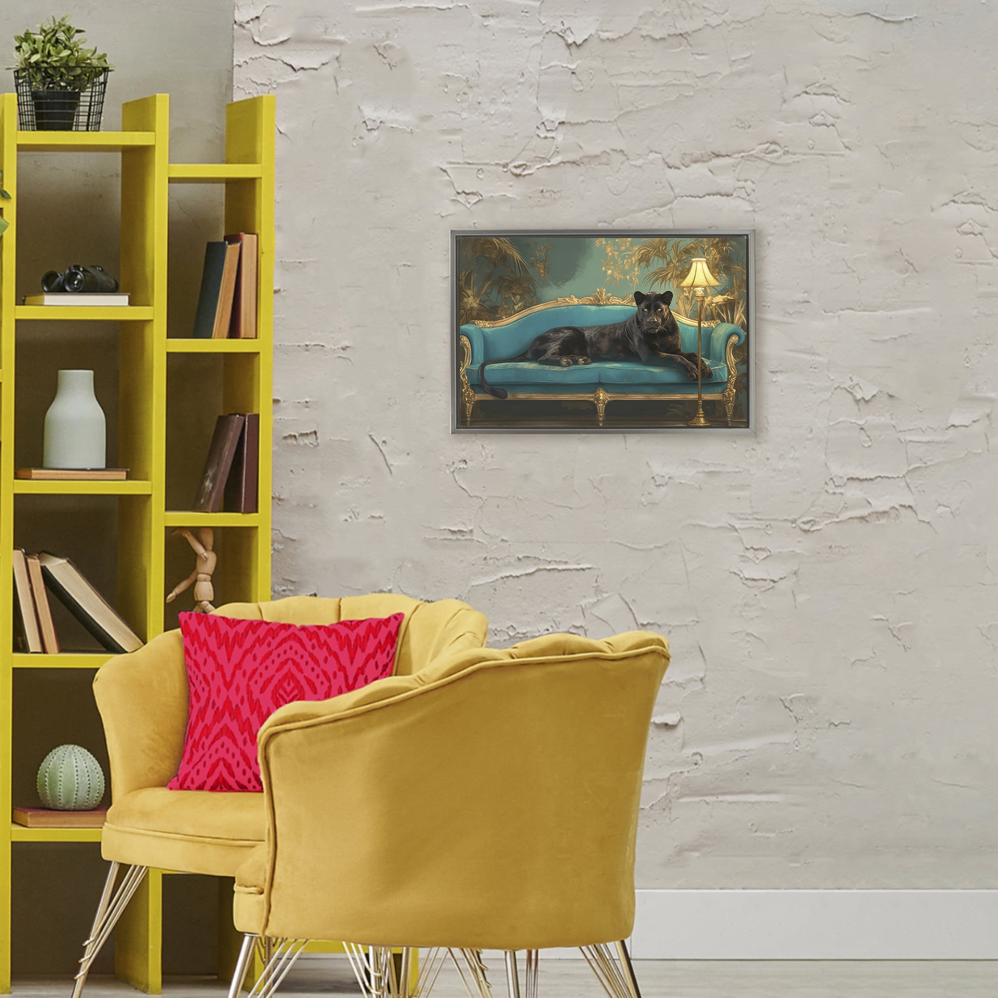 Stupell Industries Exotic Lounging Panther Gray Framed Floater Canvas Wall Art, design by Tina LeCour