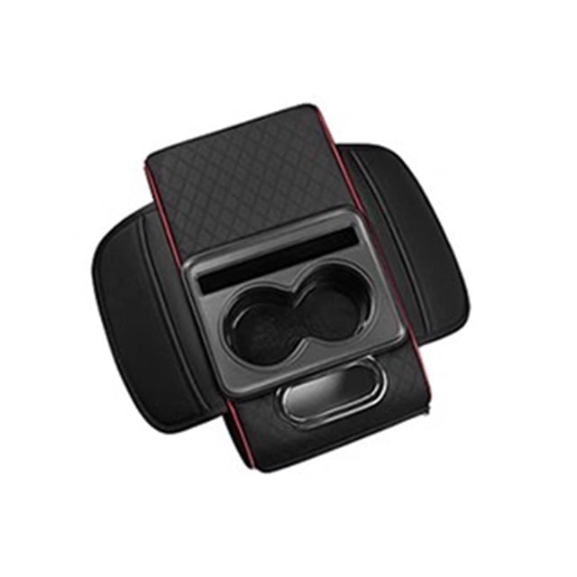 Reposabrazos para coche, organizador 5 en 1 con portavasos y ranura para teléfono, organizador multifuncional de piel sintética, accesorio universal para vehículos.
