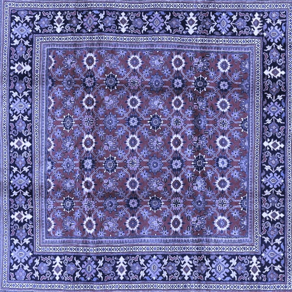 Ahgly Company Machine Washable Indoor Square Persian Blue Traditional Area Rugs, 5' Square