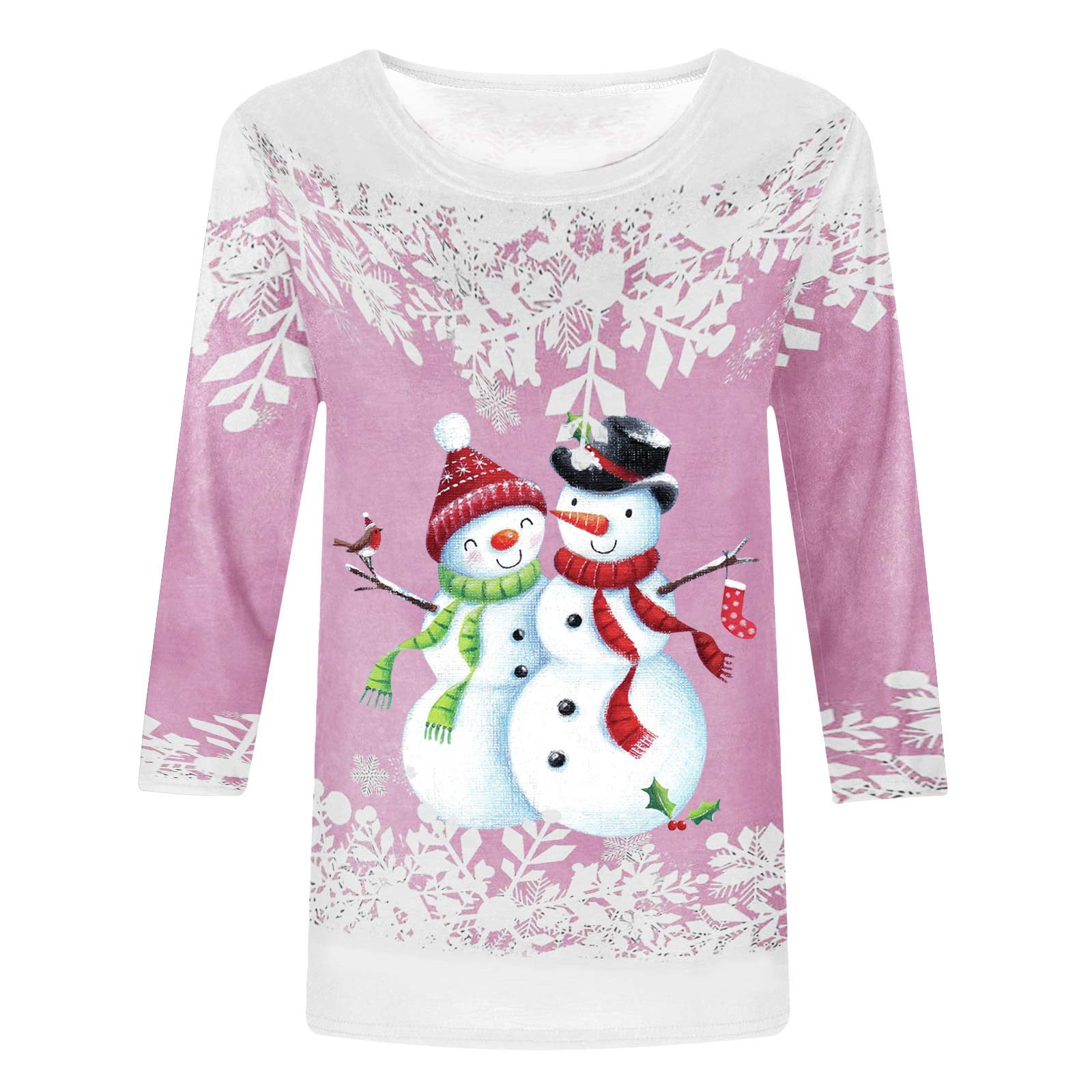 NEWKA Merry Christmas T-Shirt For Women - Cute Snowman & Christmas Trees Design, Holiday Tee - View #8