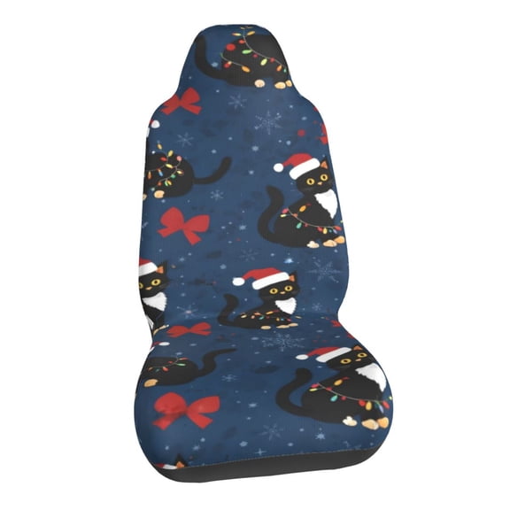 Christmas Cat Pattern Car Seat Covers Stretch Car Seat Protectors Universal Fit