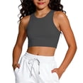 thumbnail image 2 of XINXIAOO Girls Black Crop Tank Tops Breathable Workout Sleeveless Dance Yoga Athletic Casual Tight Kids 8-10 Years, 2 of 4