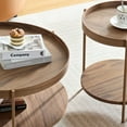 thumbnail image 6 of 2-Piece Coffee Table Set for Living Room, Wooden End Table Set, 2 Tier Center Table Set Nesting Coffee Tables, Sofa Side Tables with Metal Legs for Bedroom Home Office, Walnut MDF, 6 of 9
