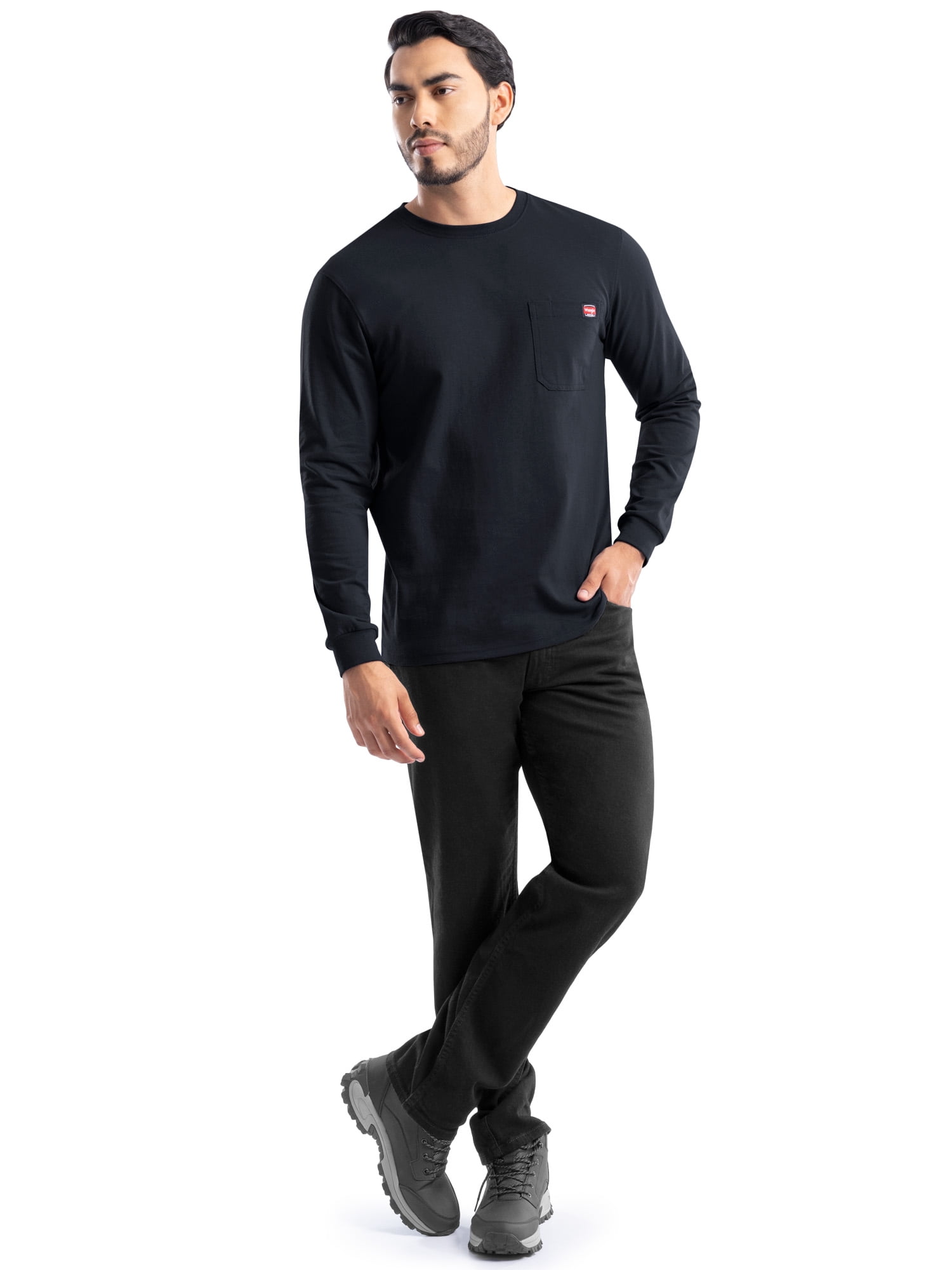 Wrangler Workwear Men's Long Sleeve Heavyweight Pocket T-Shirt, Size S-5XL (Men's and Big Men's)