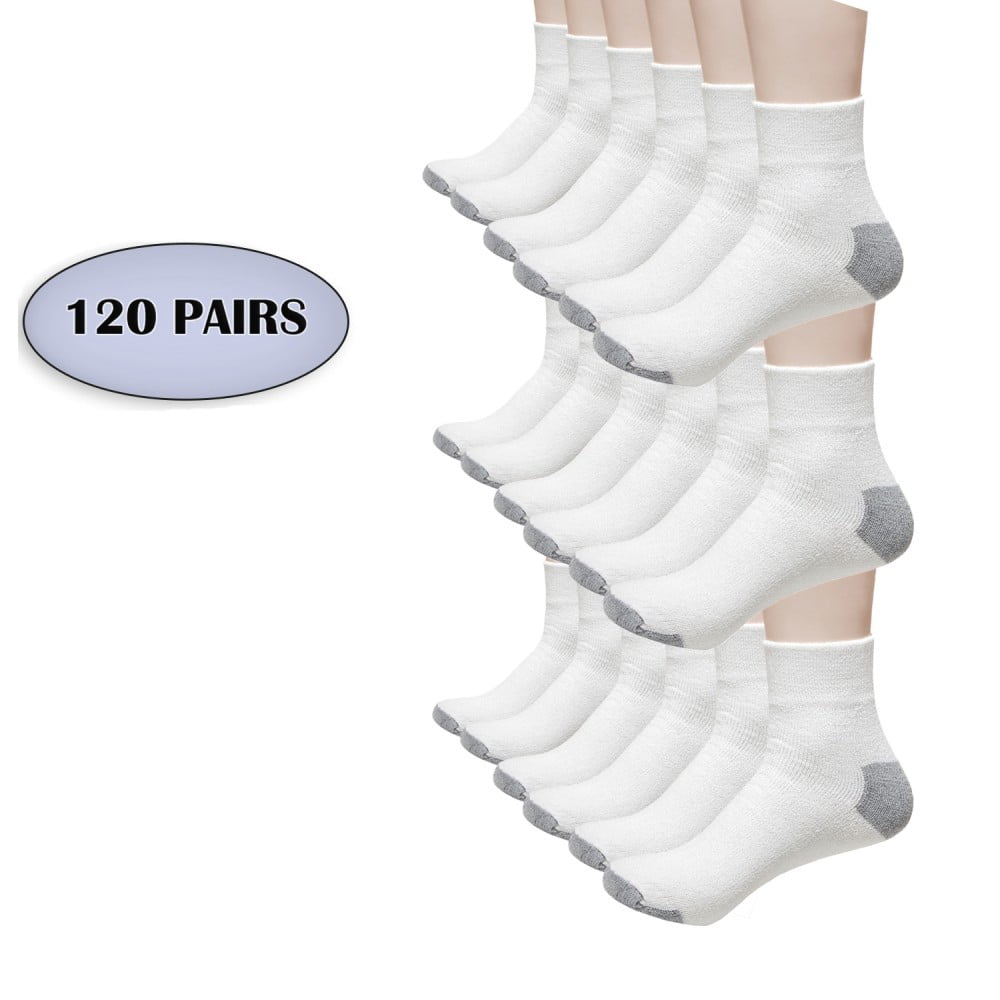 120 Pairs Bulk Case of Wholesale Unisex Men's & Women's Ankle Socks