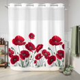 thumbnail image 6 of No Hook Shower Curtain, Red Poppy Shower Curtains for Bathroom with See Through Top Window, Spring Summer Farmhouse Flowers Watercolor Waterproof & Washable Bath Curtain 66"x72", 6 of 9
