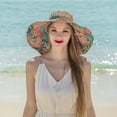 thumbnail image 6 of CoCopeaunts Sun Beach Straw Hat for Women Breathable Flower Scarve Lined Stylish Bow Roll up Foldable UV Protection Fishermen Hat Travel, 6 of 8